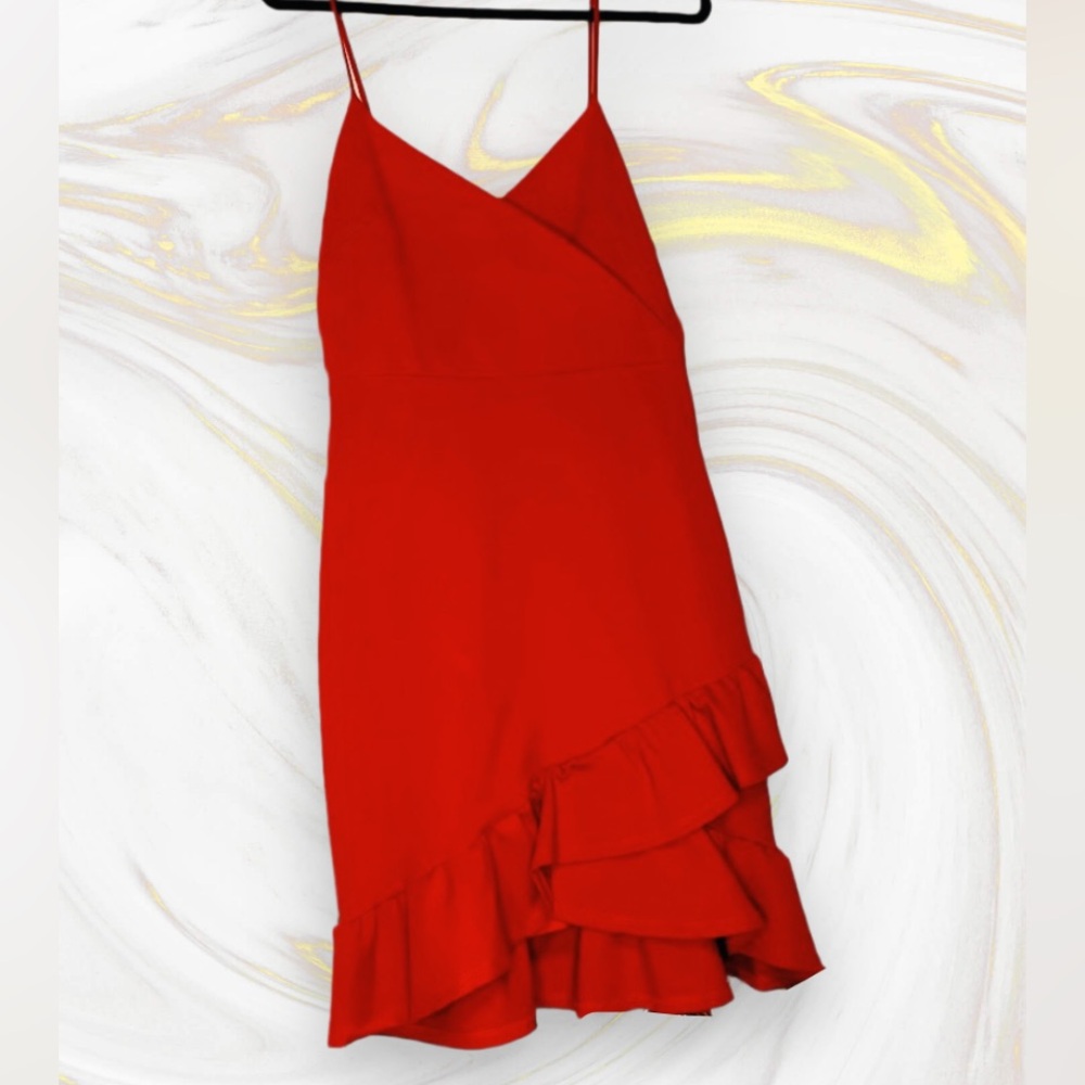 Lulu's Red Mini Dress, Date night, Cocktail dress, evening, ruffle